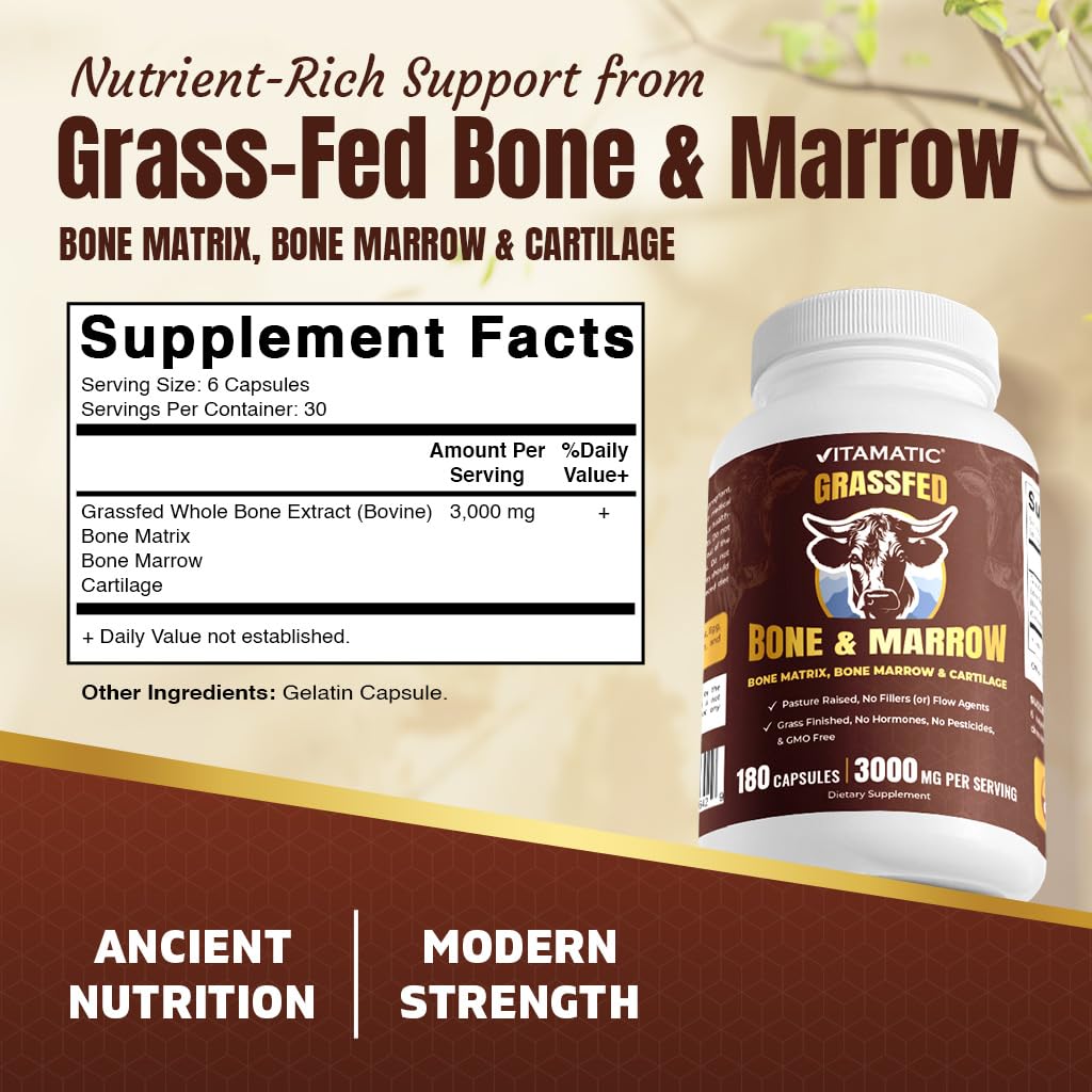 Vitamatic Grass-Fed Beef Bone & Marrow 180 Capsules