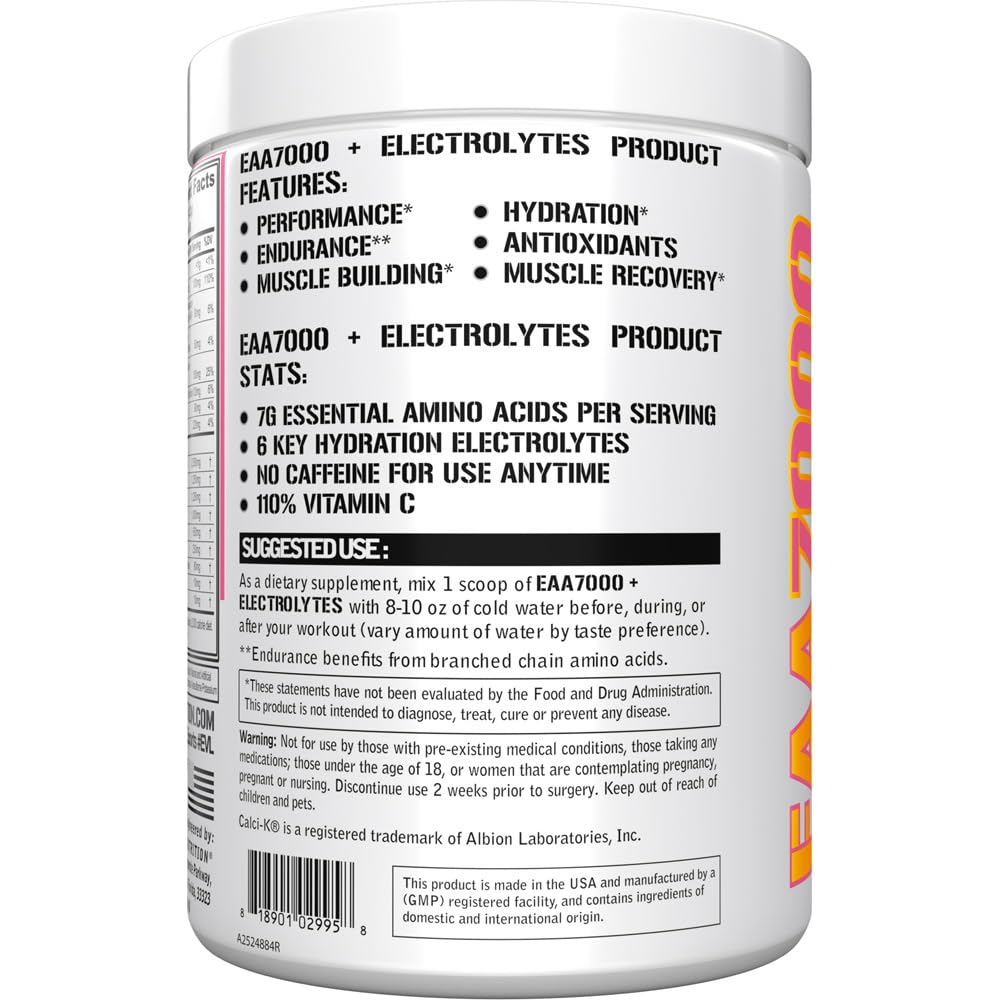Evlution EAA7000 + Electrolytes Amino Acid Powder Pre & Post Workout, 13 Ounce