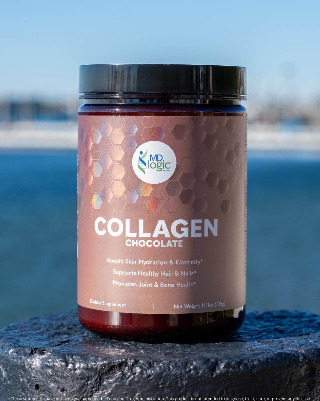MD Logic Health Chocolate Collagen with Vitamin A, C, Zinc, Biotin & Hyaluronic Acid for Healthy Skin, Hair, Nails, Joints Powder 11.11 oz
