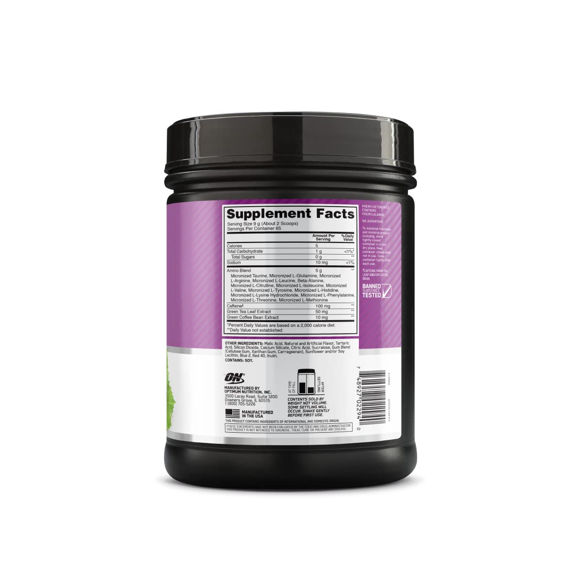 Optimum Nutrition Amino Energy Pre Workout Powder Concord Grape 20.64