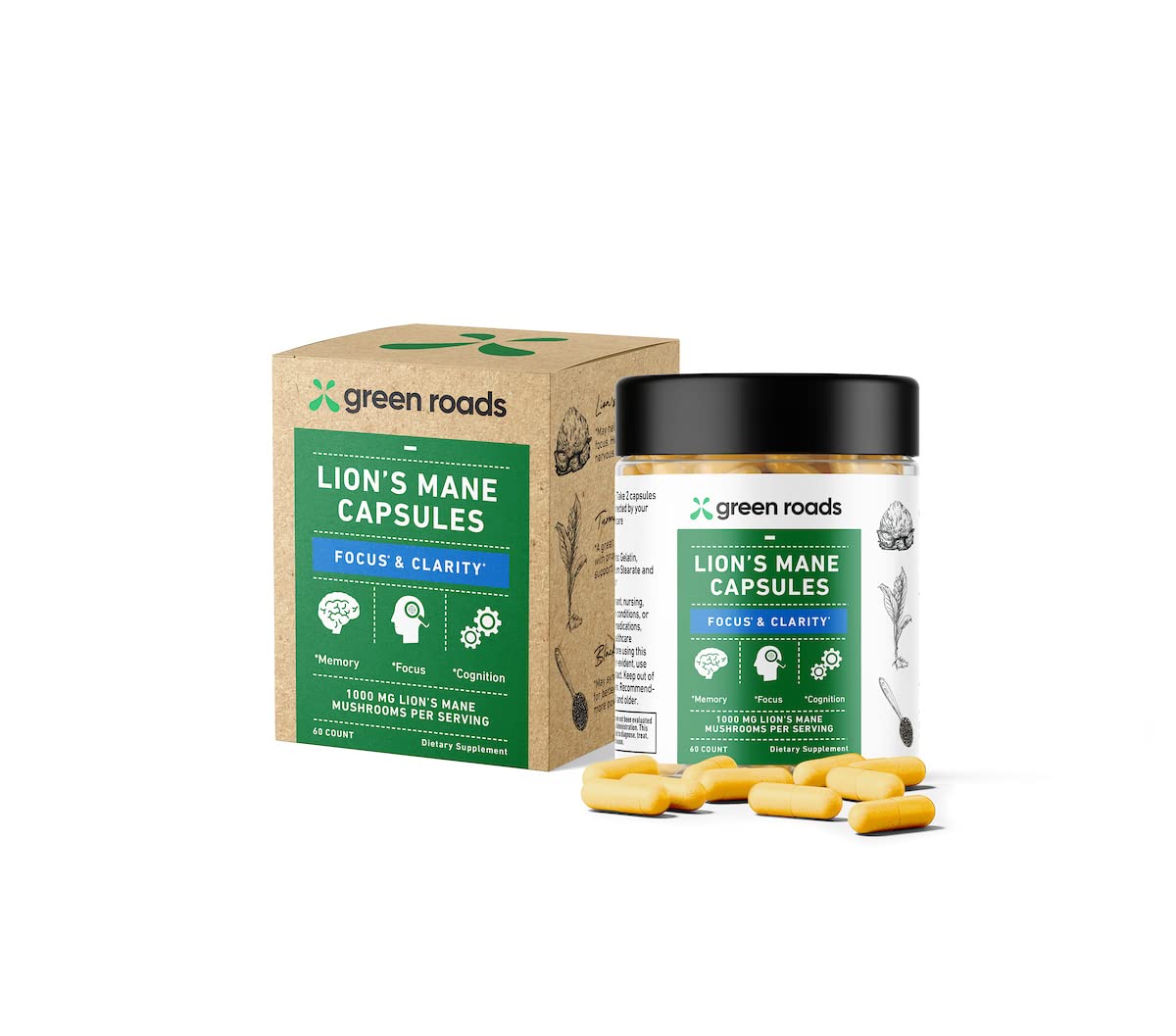 Green Roads Lion's Mane Mushroom Capsules 60 Count