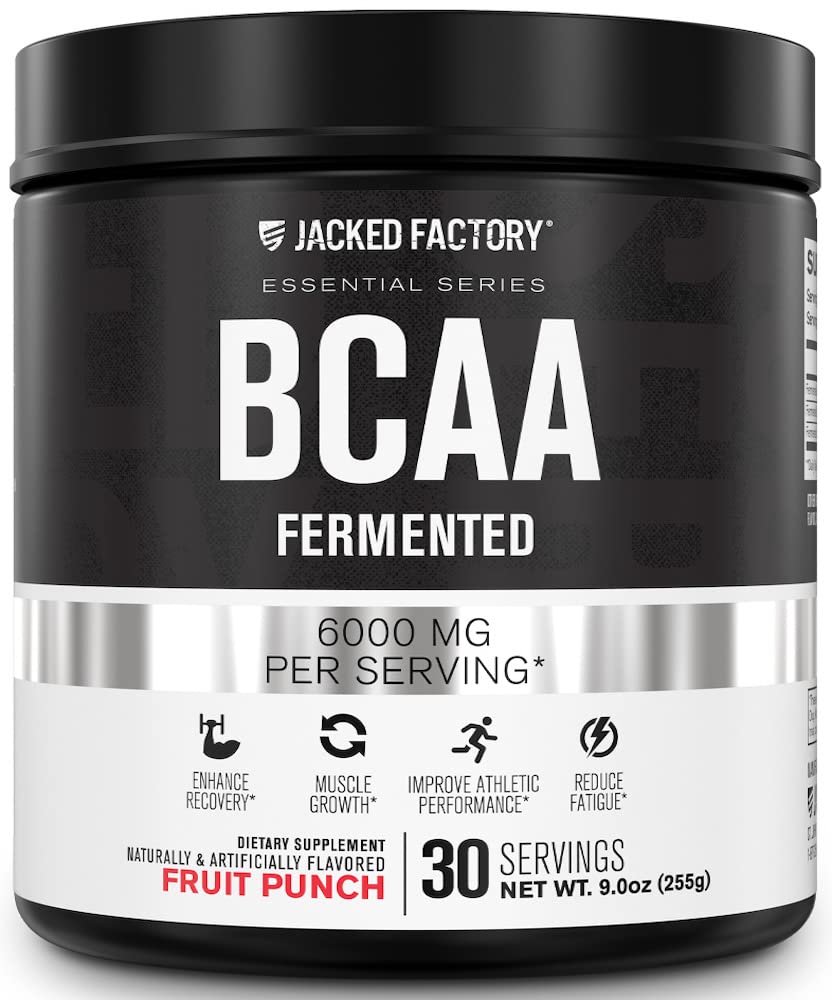 Jacked Factory BCAA Powder (Fermented), 6g BCAAs per Serving, 30 Servings