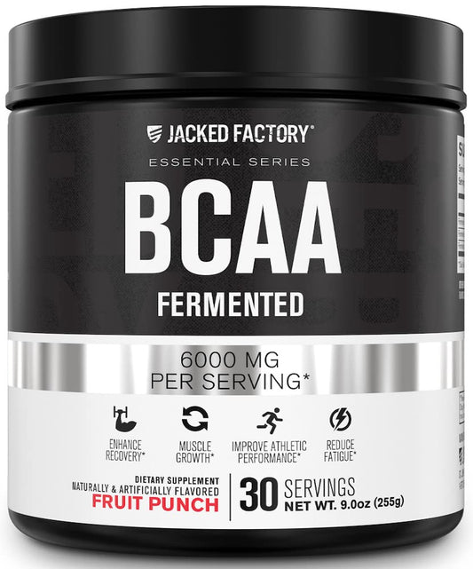 Jacked Factory BCAA Powder (Fermented), 6g BCAAs per Serving, 30 Servings