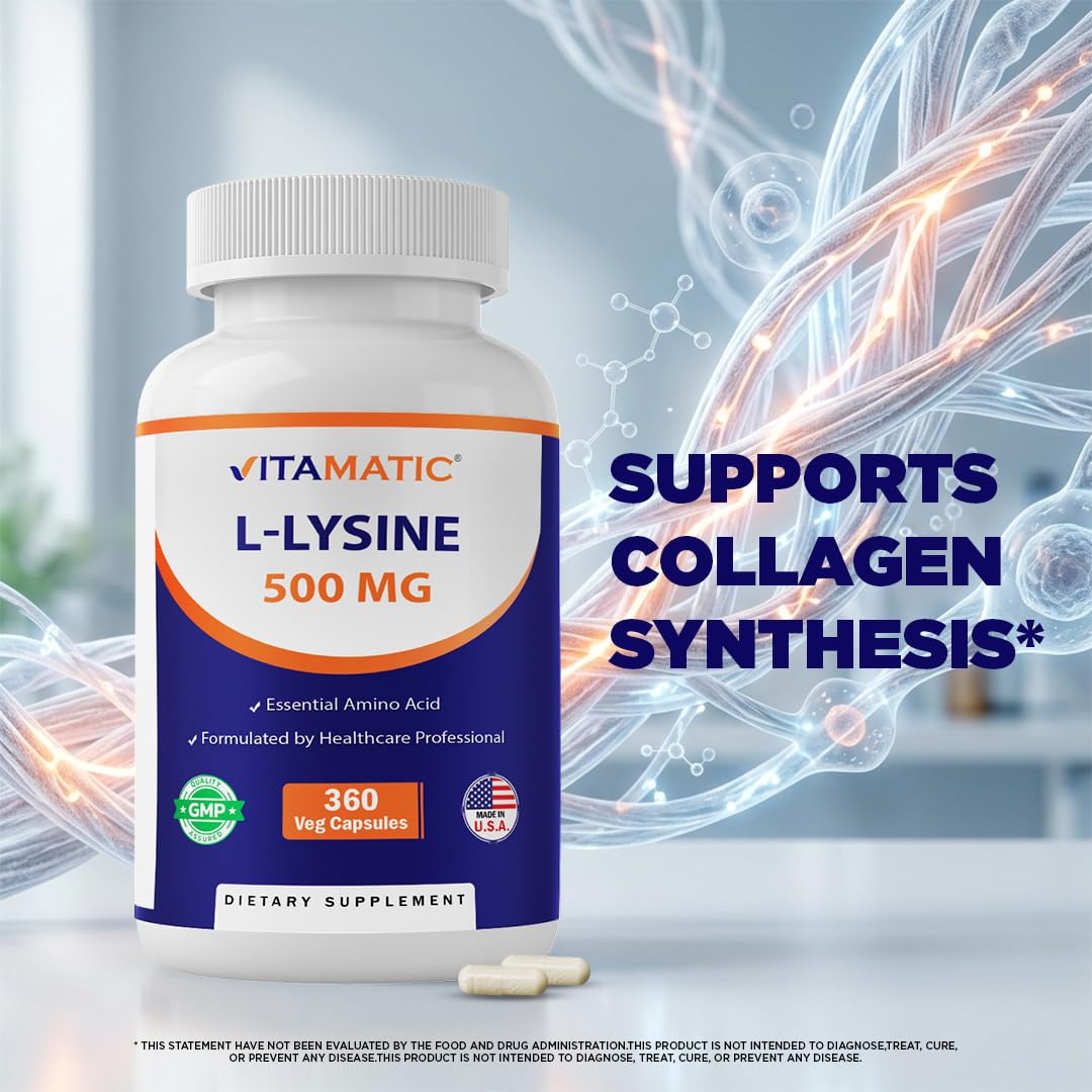 Vitamatic L-Lysine 500 mg Vegetarian Capsules 360 Count