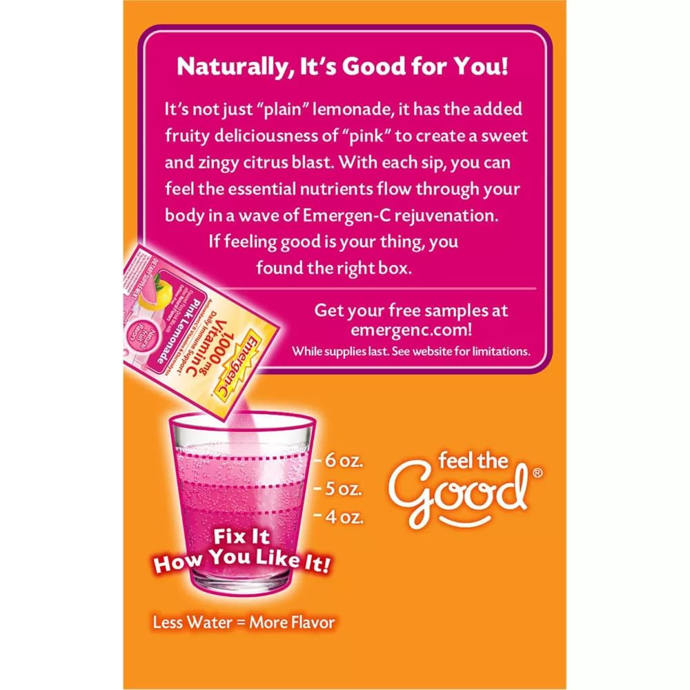 Alacer Emergen-C Pink Lemonade Tablet, 30 Packets