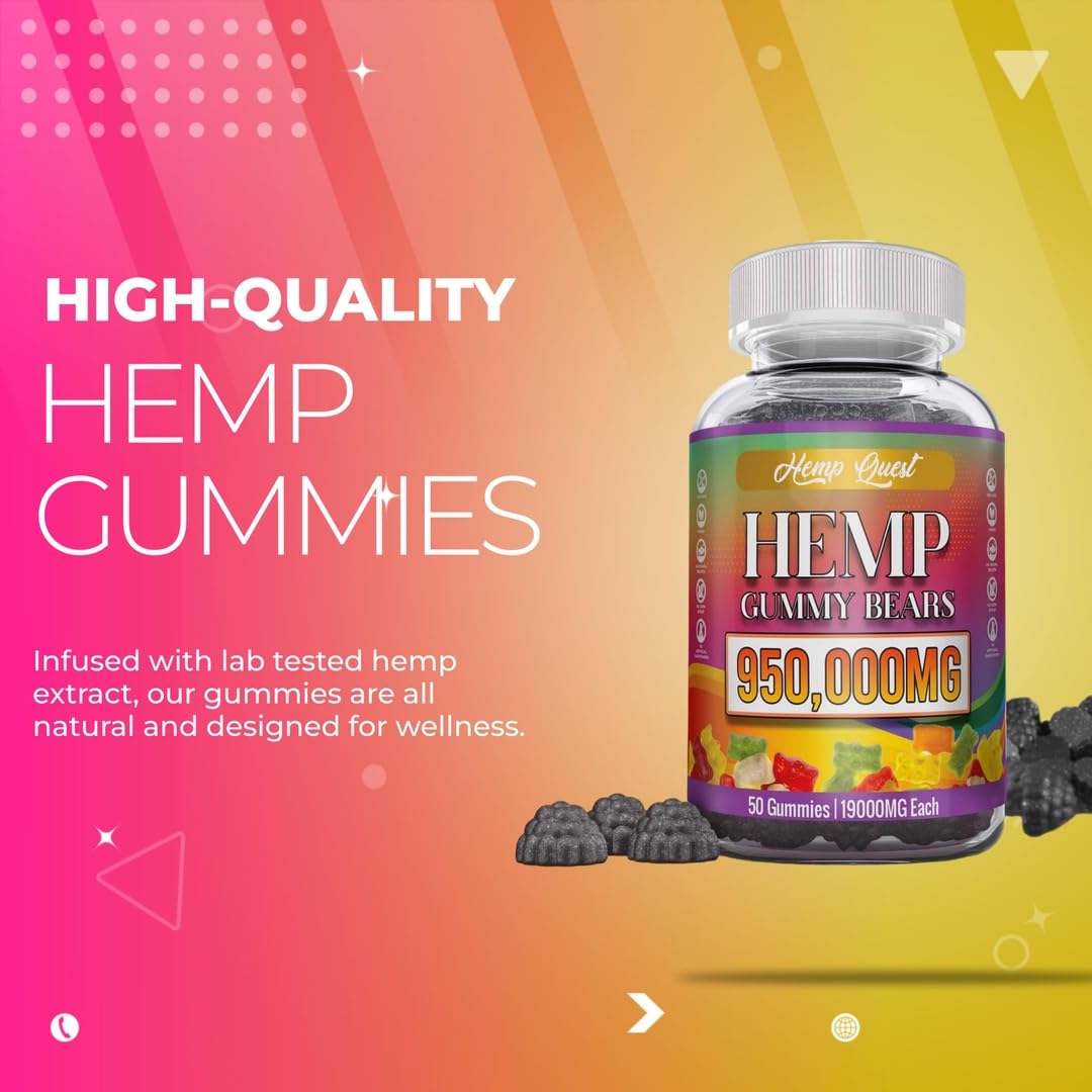 The CBD Project Natural Hemp Gummies High Potency Pure Organic Hemp Oil, Gummy, 50 Count