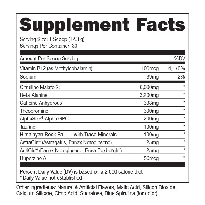 Bucked Up Pre Workout Blue Raz Powder 10.99 Ounce