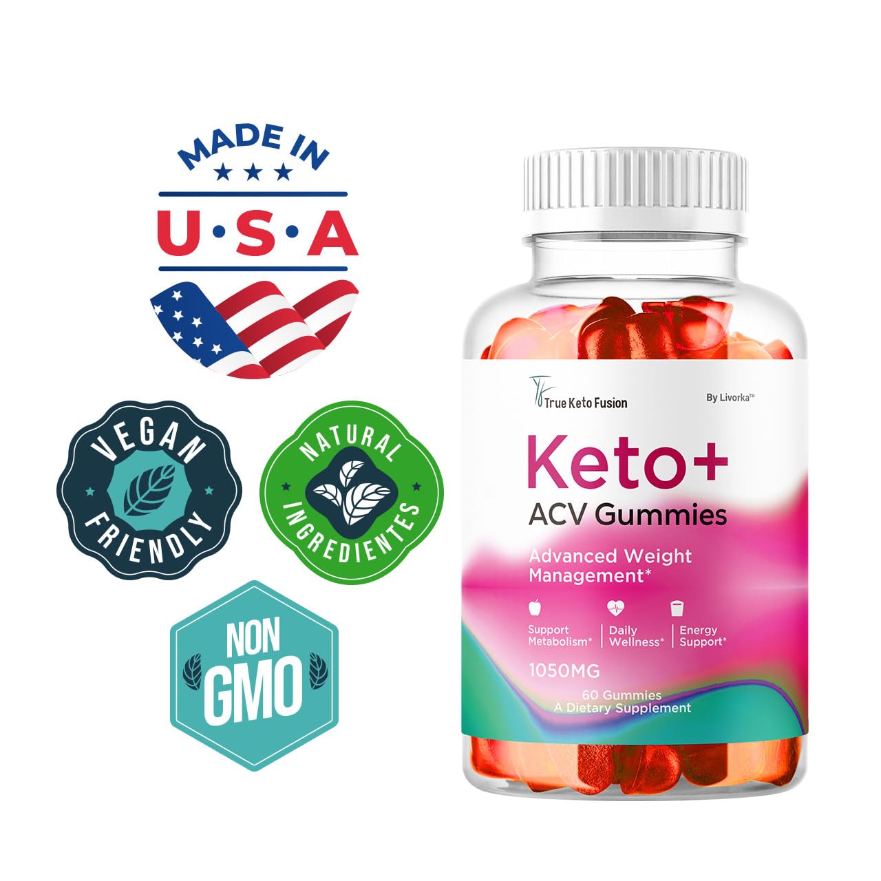 LIVORKA True Keto Fusion Gummies, 60 Gummies