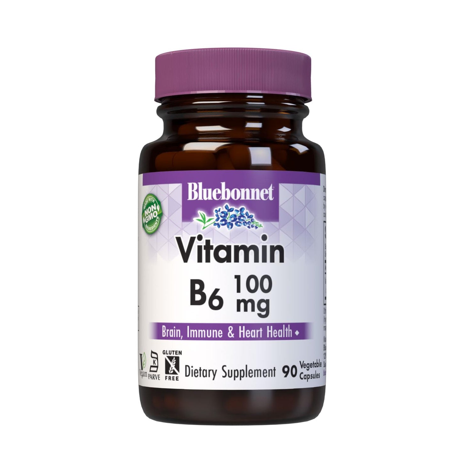BlueBonnet Vitamin B6 Vegetable Capsules, 90 Count
