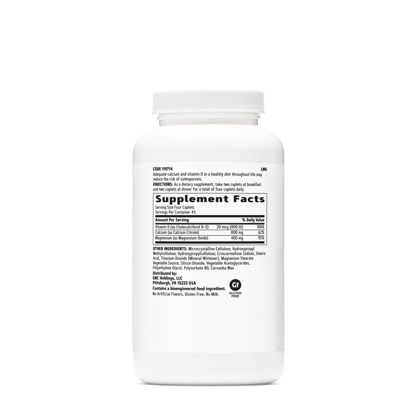 GNC Calcium Citrate Plus 800mg Caplets, 180 Count