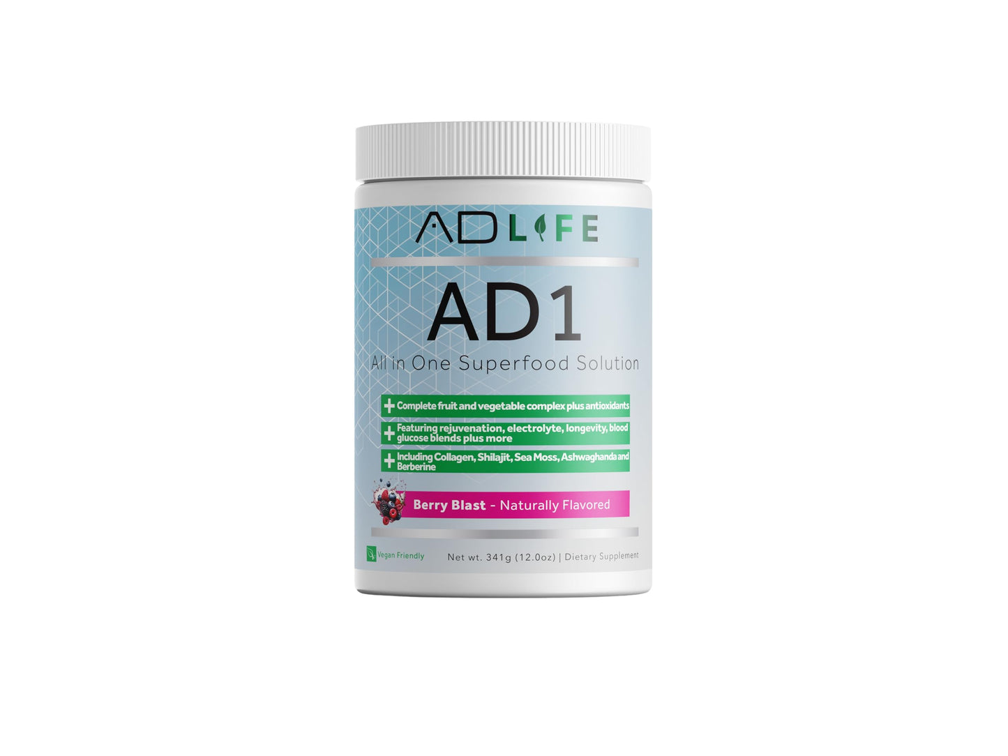 PROJECT AD LLC AD1 All in One Superfood Solution, Powder, 12.03 Ounce