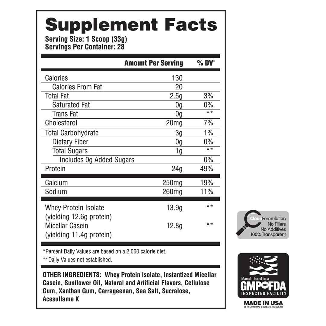 Apollon Nutrition 50/50 Formula-X Whey Isolate and Casein Protein Powder, 32 Servings