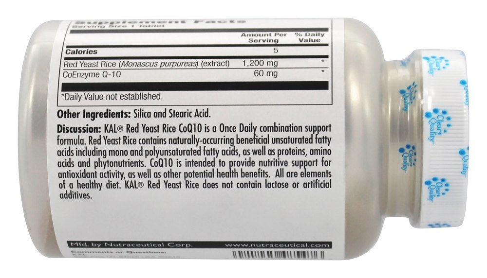 KAL Red Yeast Rice CoQ10 Once Daily Tablets, 30 Count