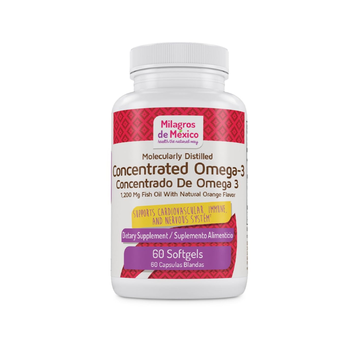 Milagros de Mexico Omega Complex Omega-3 1200 mg Capsules, 60 Count