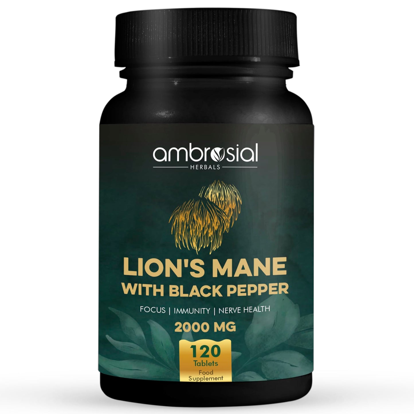 AMBROSIAL Lion's Mane with Black Pepper - 2000 mg, 120 Tablets
