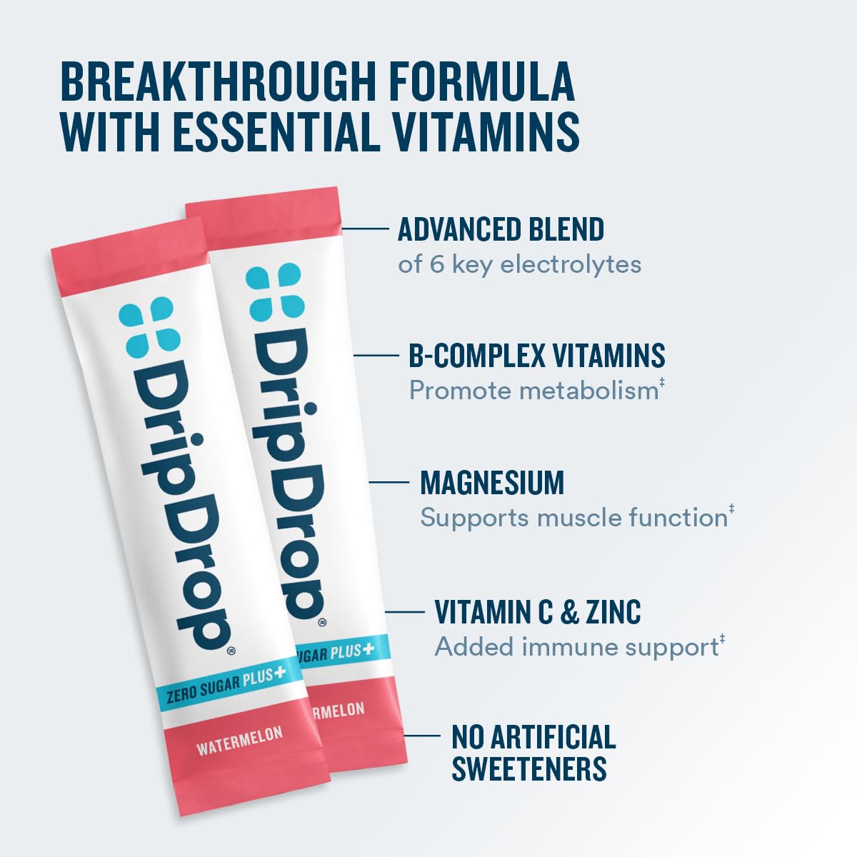DripDrop Hydration Zero Sugar Plus Electrolyte Watermelon Powder, 30 Count