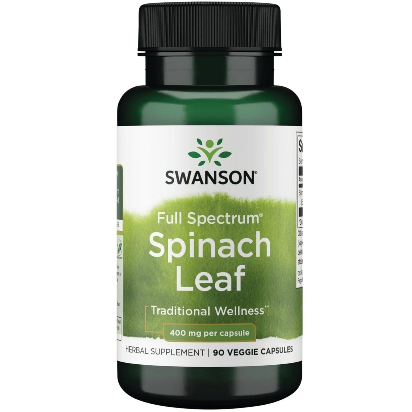 Swanson Full Spectrum Spinach Leaf 400 mg Capsules, 90 Count