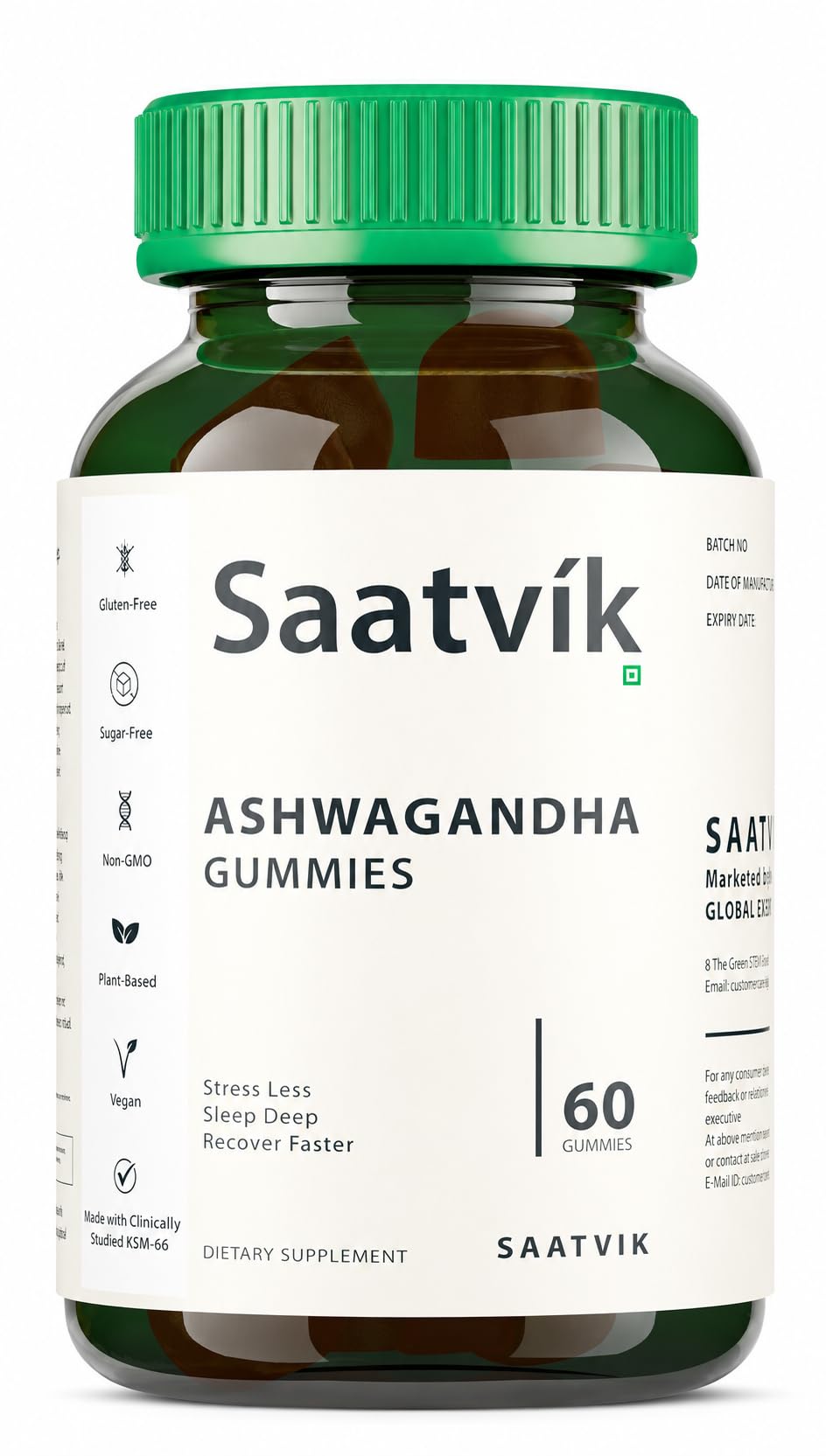 Saatvik Zero Sugar Ashwagandha & Vitamin D Gummies 60 Count