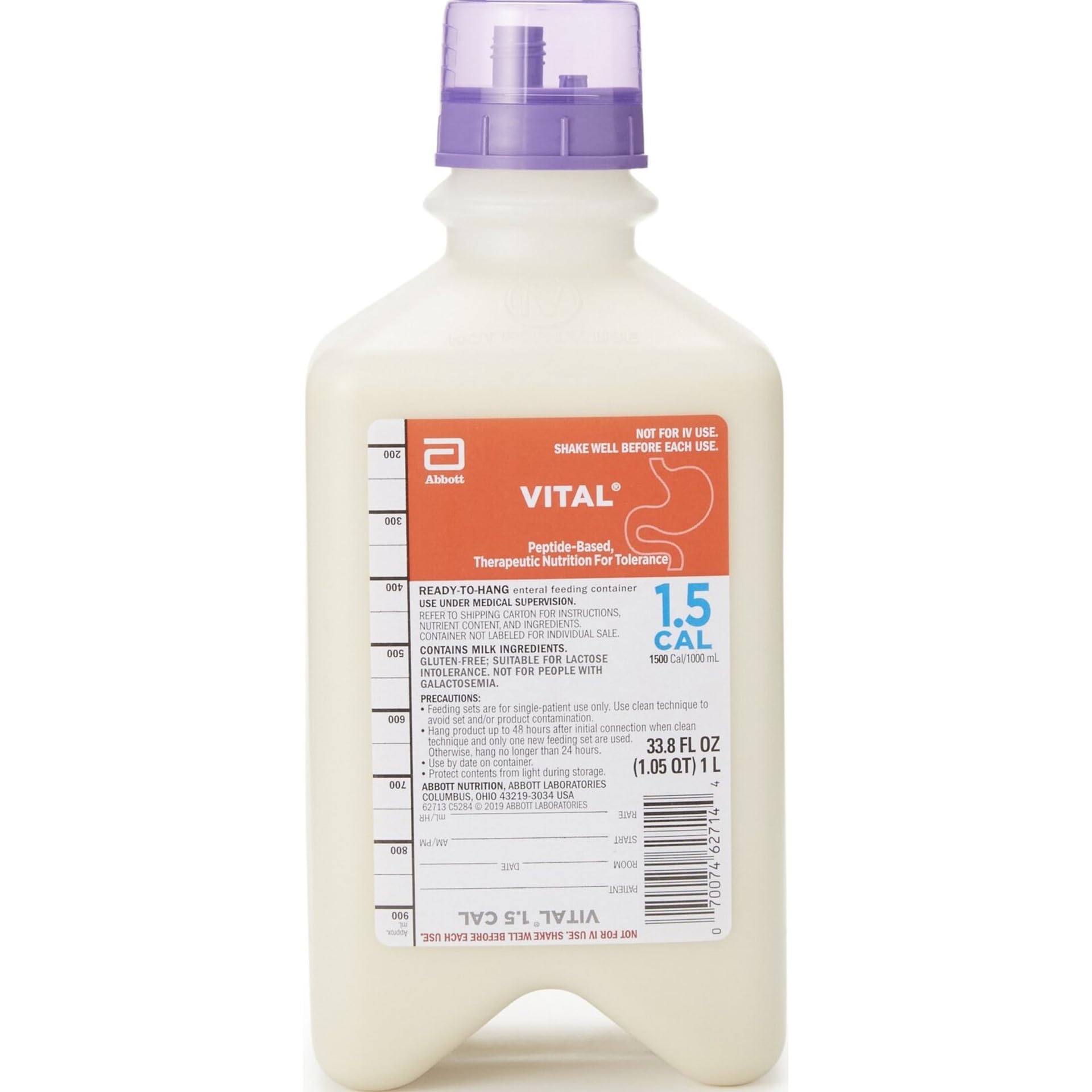 Abbott Vital 1.5 Cal Peptide-Based Therapeutic Nutrition Oral Supplement Powder, Pack of 8
