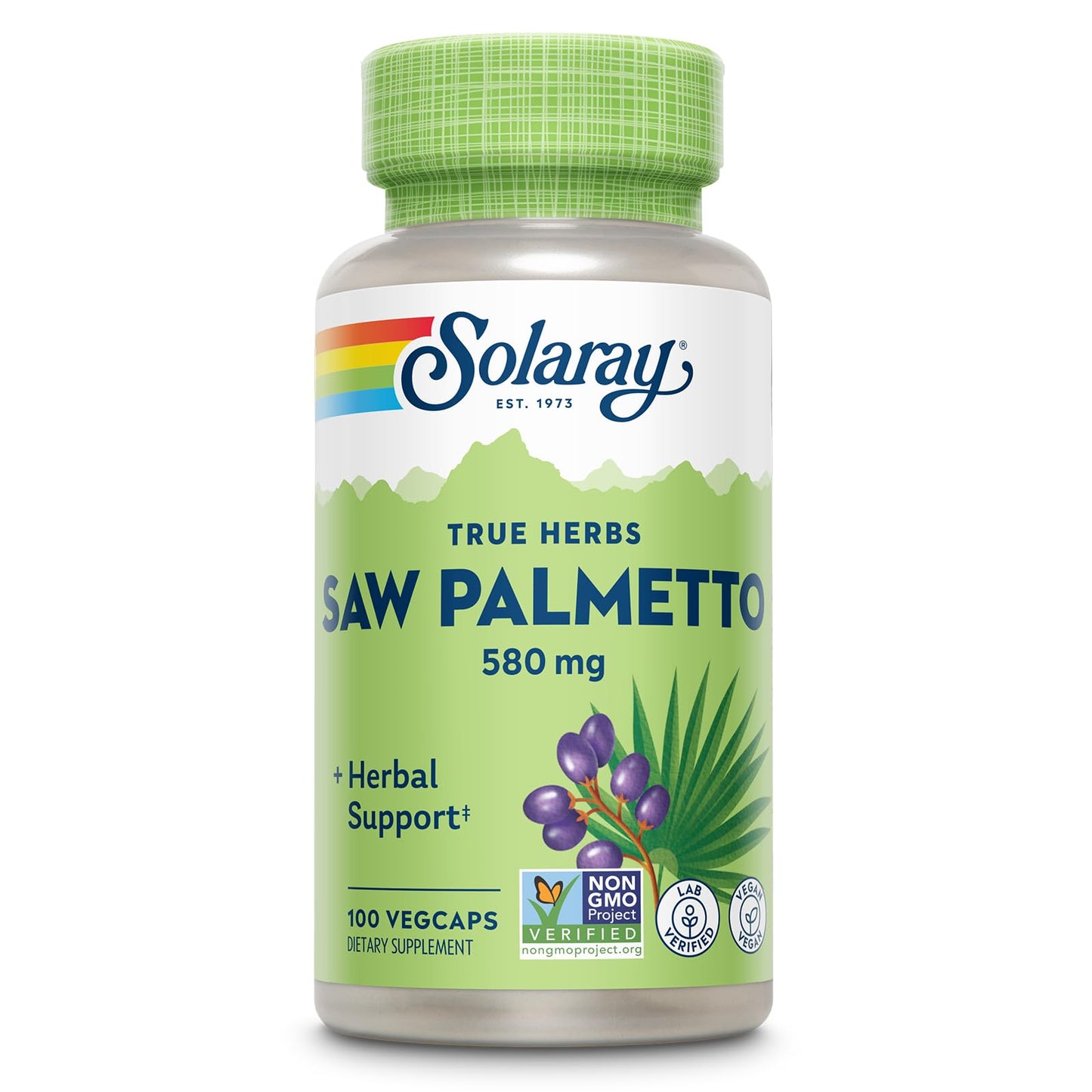 Solaray Saw Palmetto Berries 580mg Capsules, 100 Count