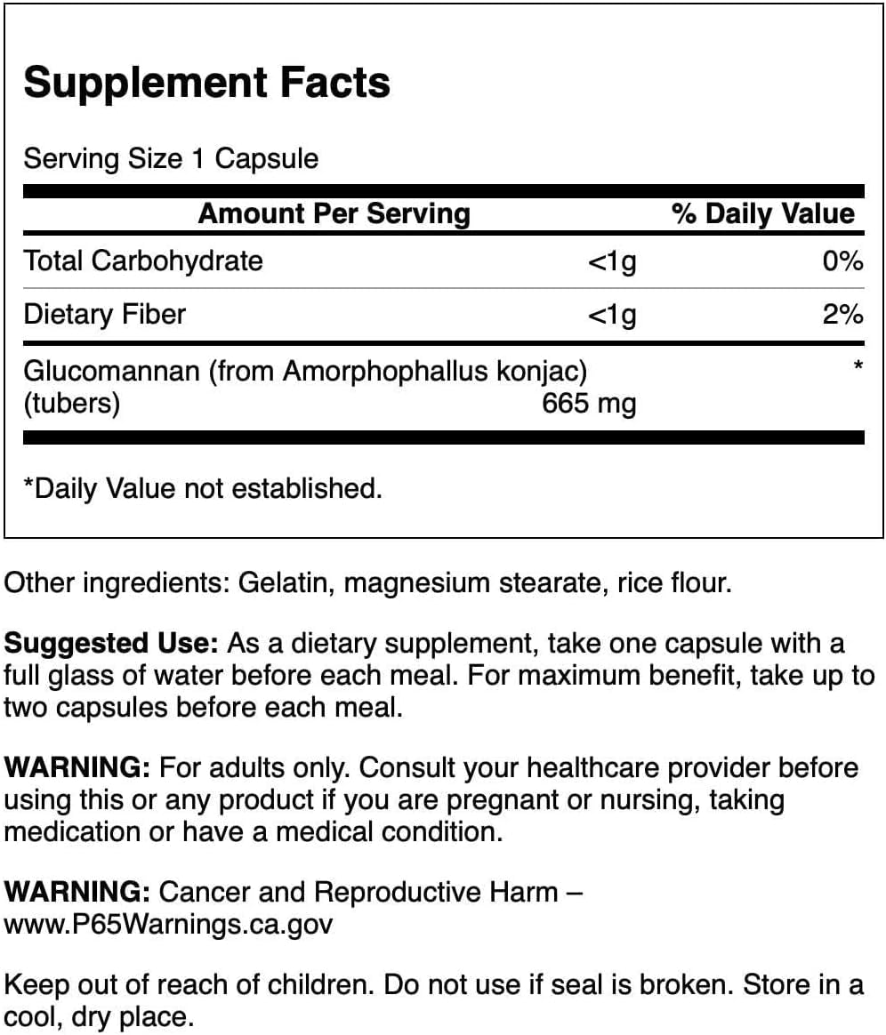 Swanson Glucomannan (Konjac Root) 665 mg Capsules 90 Count