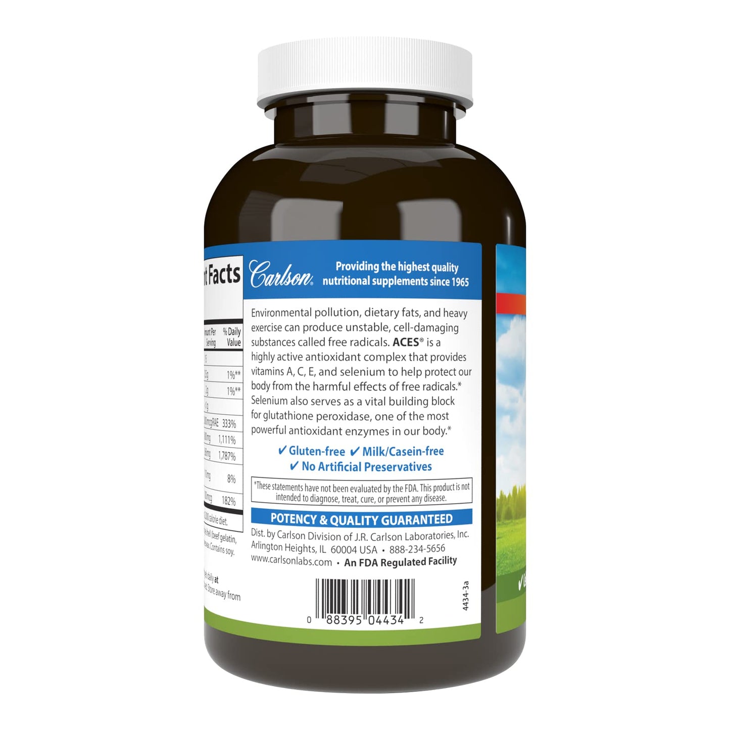 Carlson ACES Vitamins A, C, E + Selenium, Cellular Health & Immune Support, Antioxidant Softgels, 300
