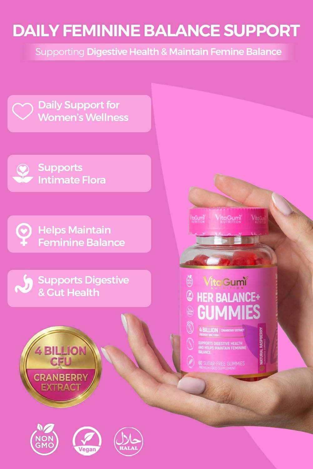 VitaGumi Nutrition HerBalance+ Gummies, 60 Count