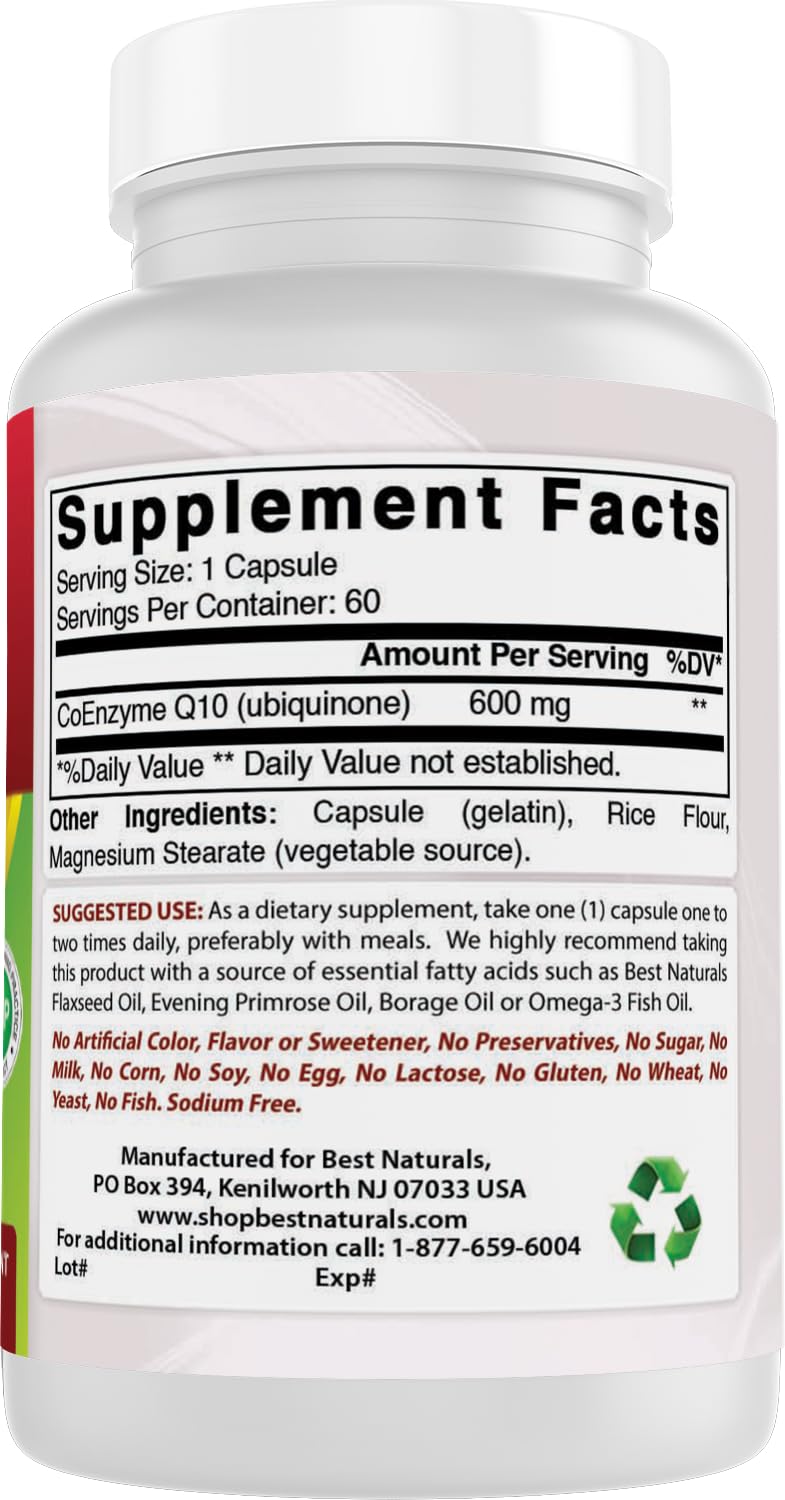 Best Naturals CoQ10 600 mg Capsule, 60 Count