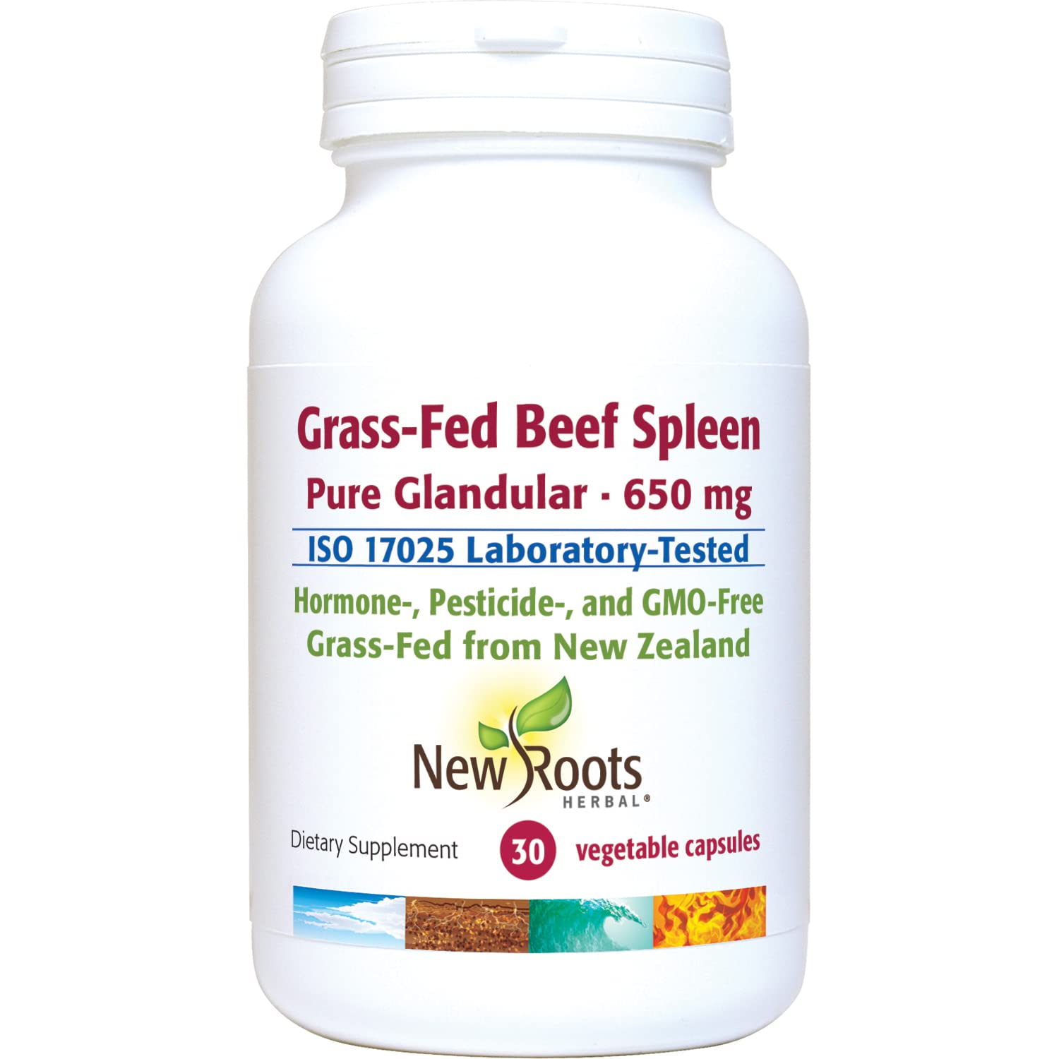 New Roots Herbal Grass-Fed Beef Spleen Capsule, 30 Capsules