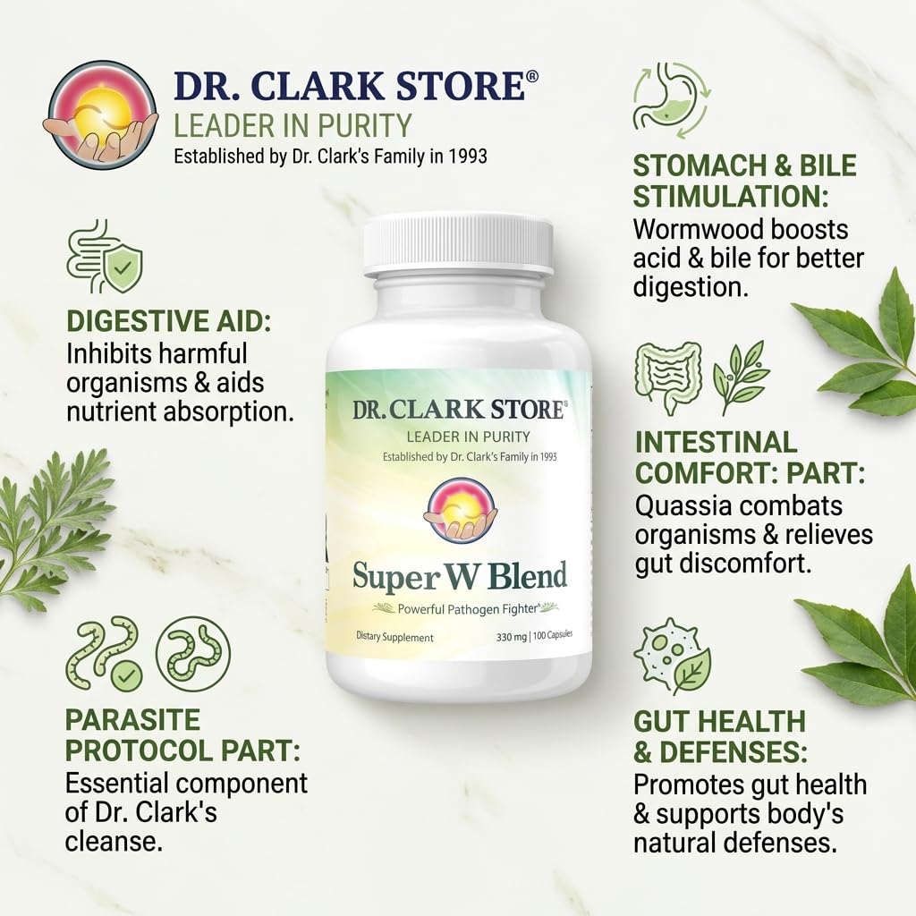 Dr Clark Store Super-W Wormwood Blend 330mg Capsules, 100 Count