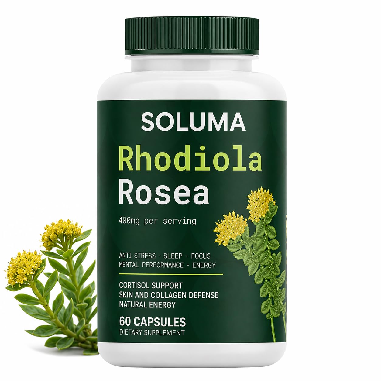 Luetomi Rhodiola Rosea Softgels, 400mg with Bioperine, Non-GMO, 60 Capsules