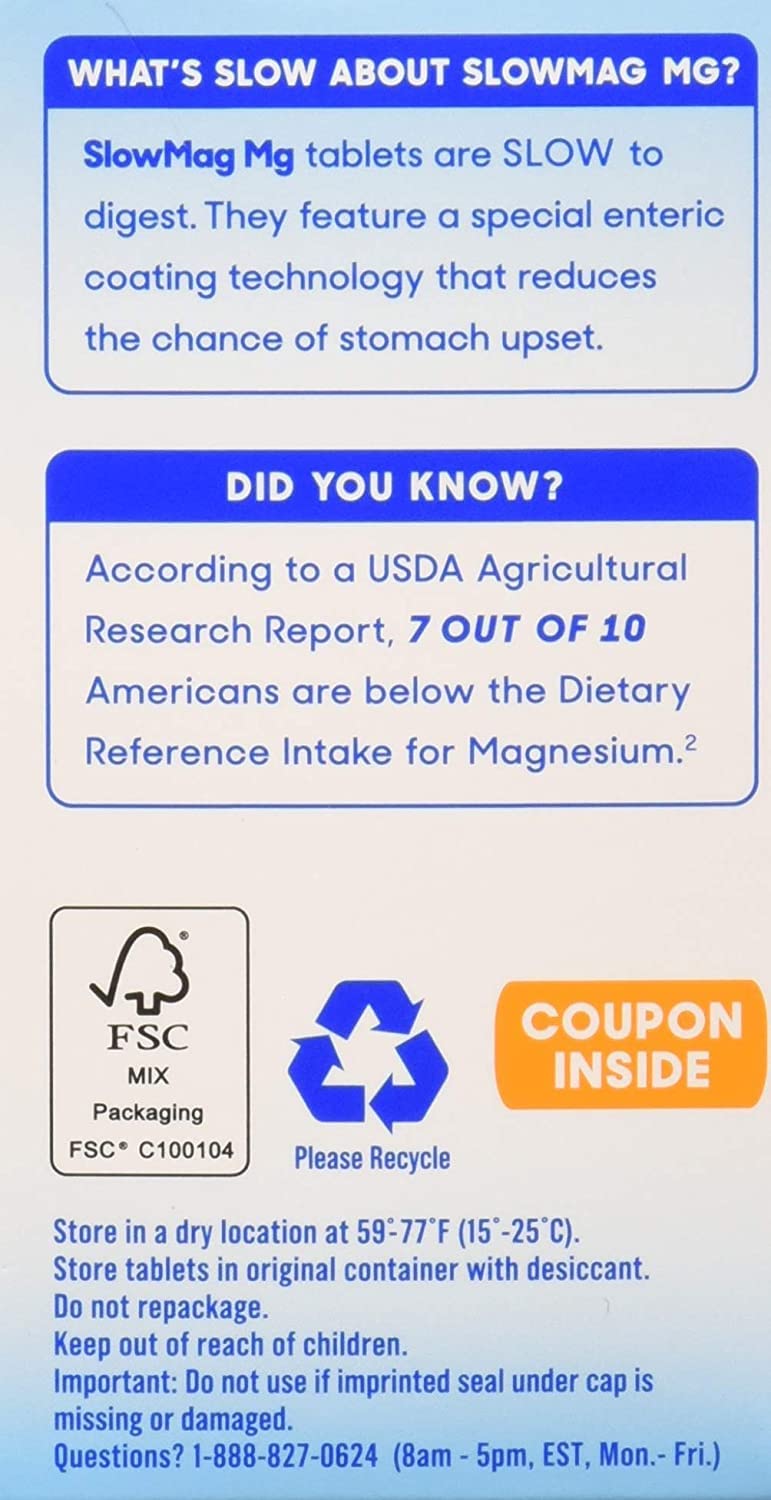 Slow-Mag Magnesium Chloride with Calcium Tablets, 120 Count