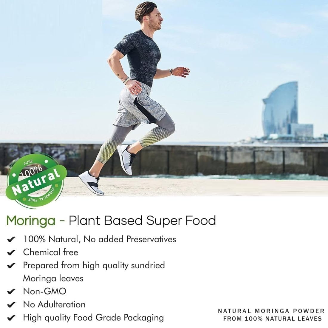 FARMVEDIC Organic Moringa Powder, Natural Multivitamin Protein Rich Drumstick Leaf Powder for Hair and Skin, 8.81 Ounce