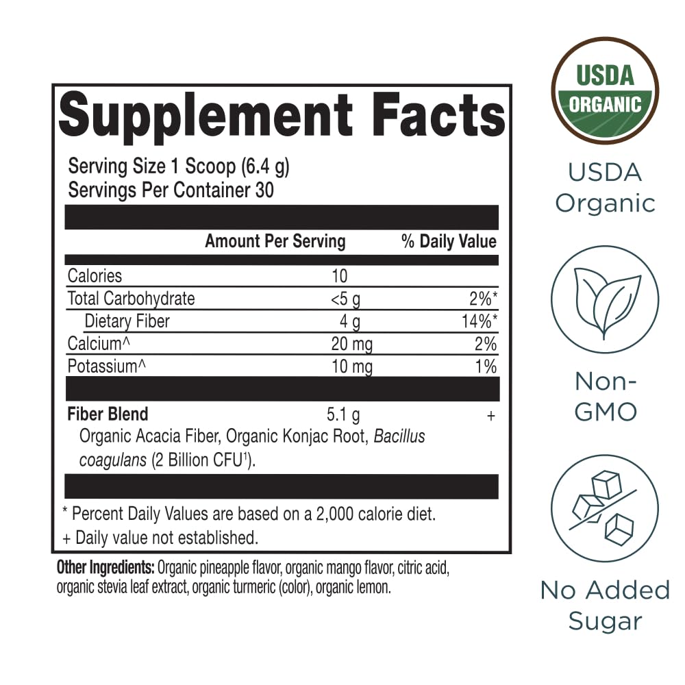 Ancient Nutrition Organic Acacia Fiber Powder, Pineapple Mango 6.7 Ounce