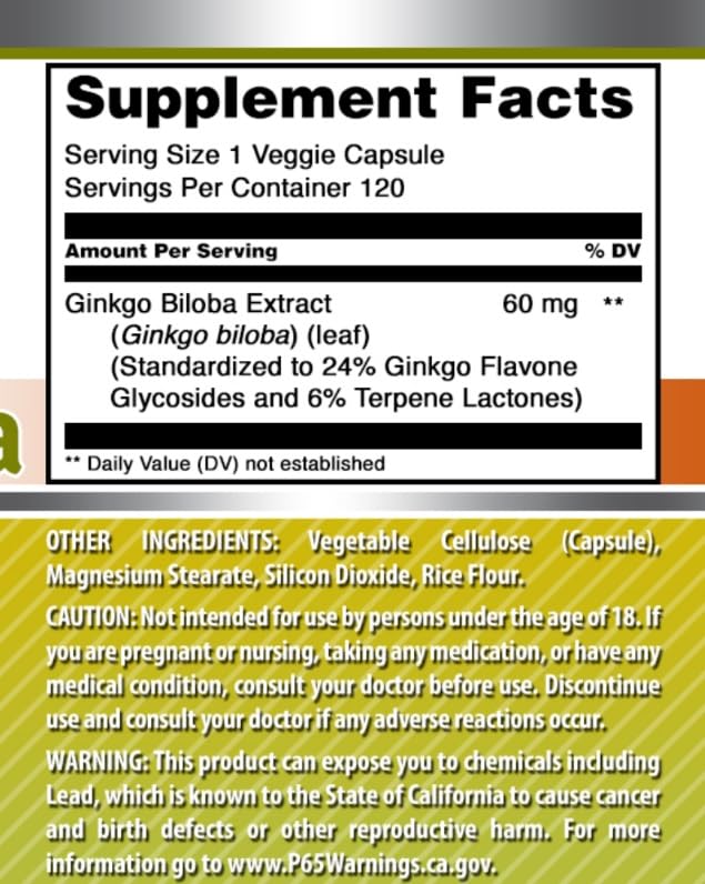 Amazing Nutrition Ginkgo Biloba Extract Capsules 120
