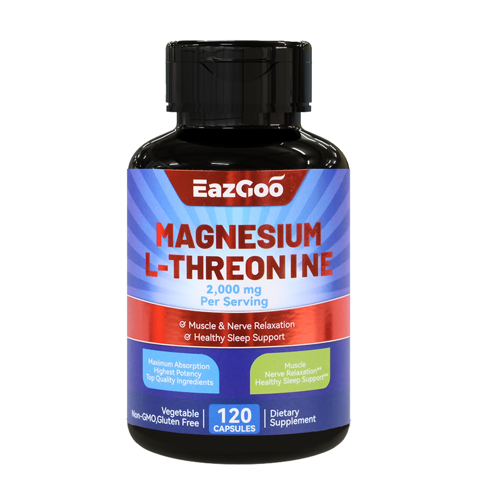 EAZGOO Magnesium L-Threonine Supplement, 120 Capsules