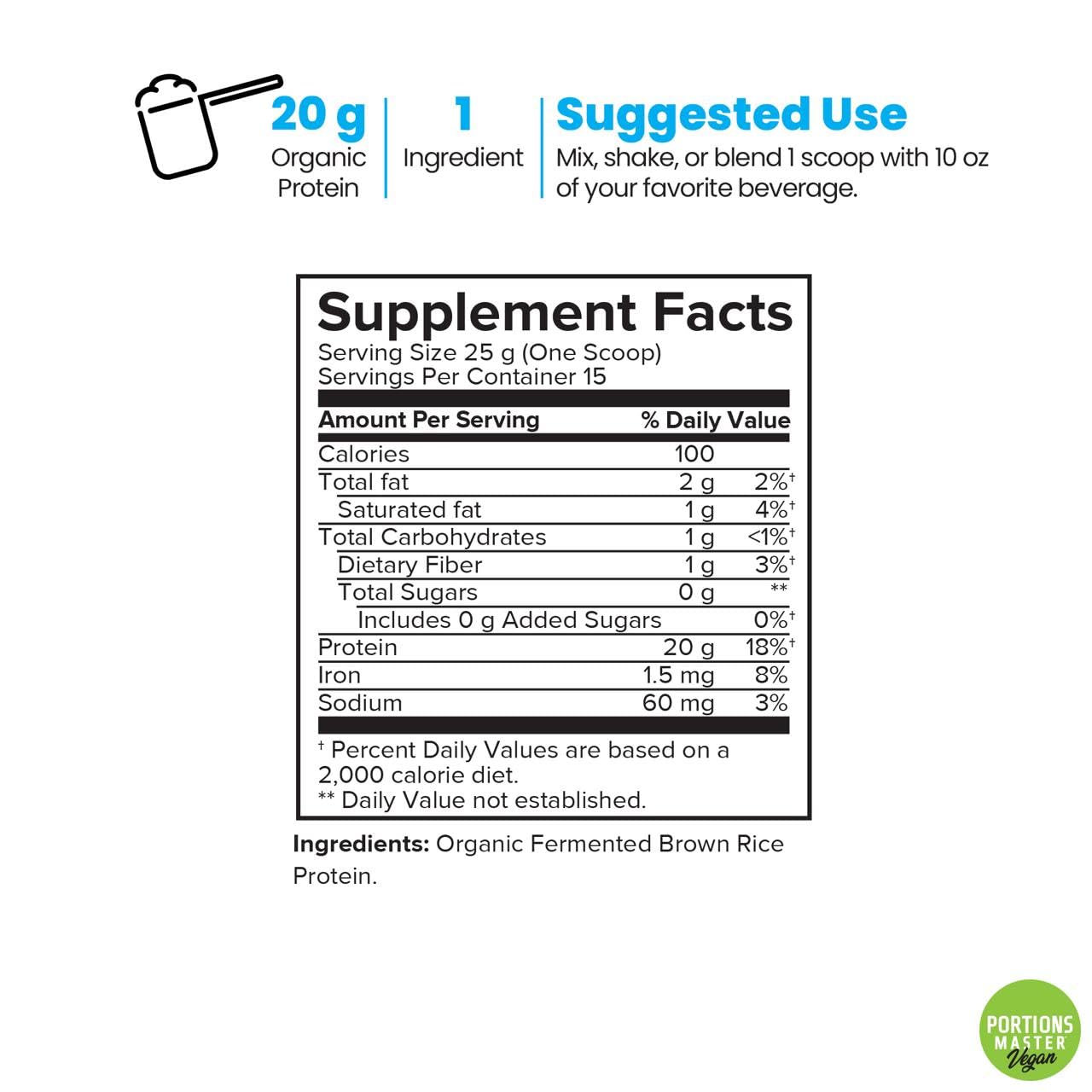 Portions Master Plant Protein Powder, 13.2 Ounce