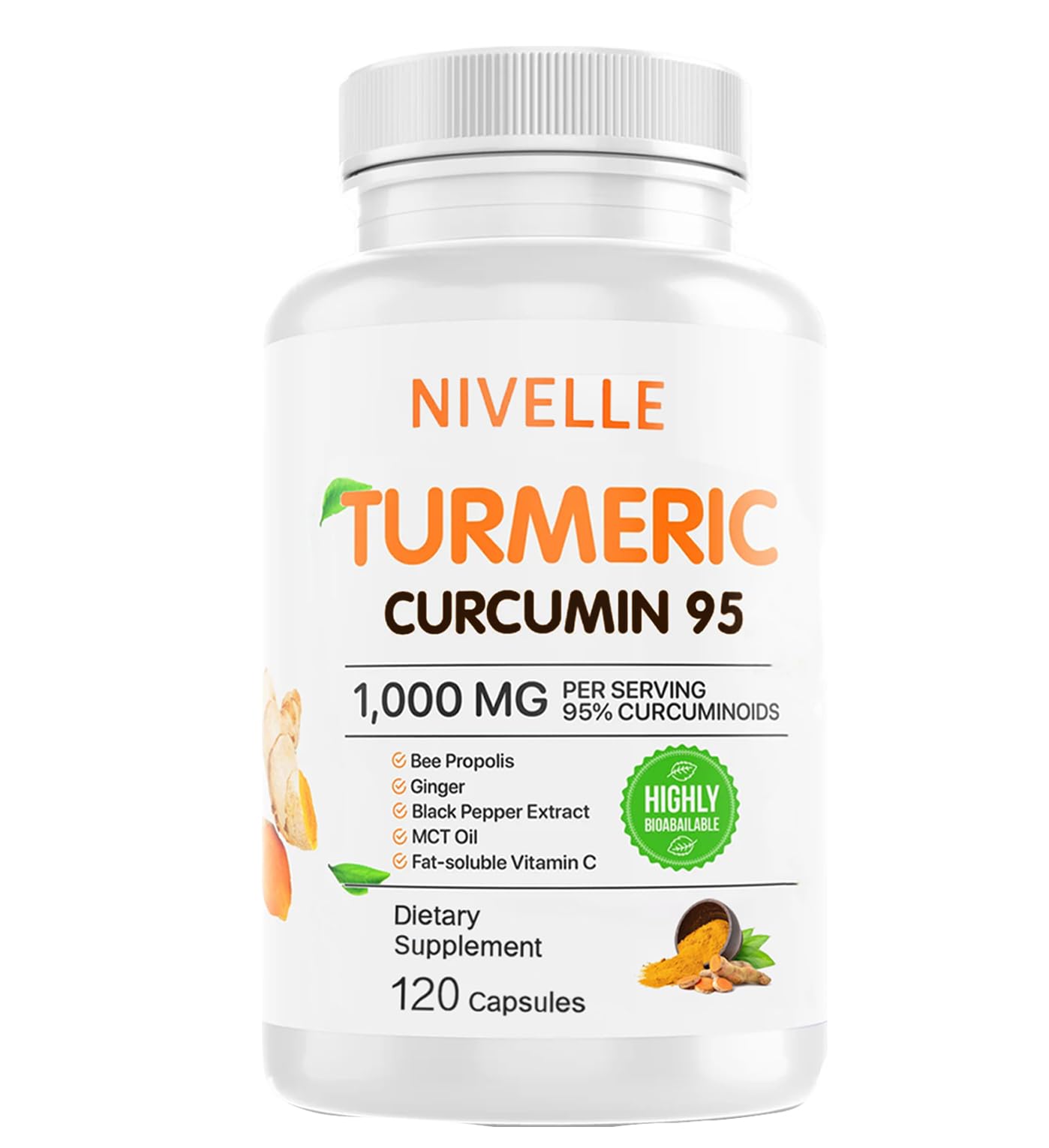 NIVELLE Turmeric Curcumin Capsule 1000mg, 1 Count