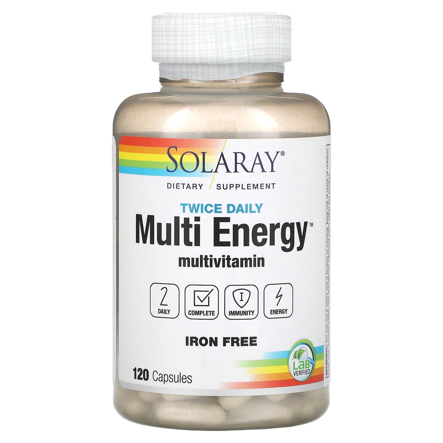 Solaray Twice Daily Iron Free Capsules, 120 Count