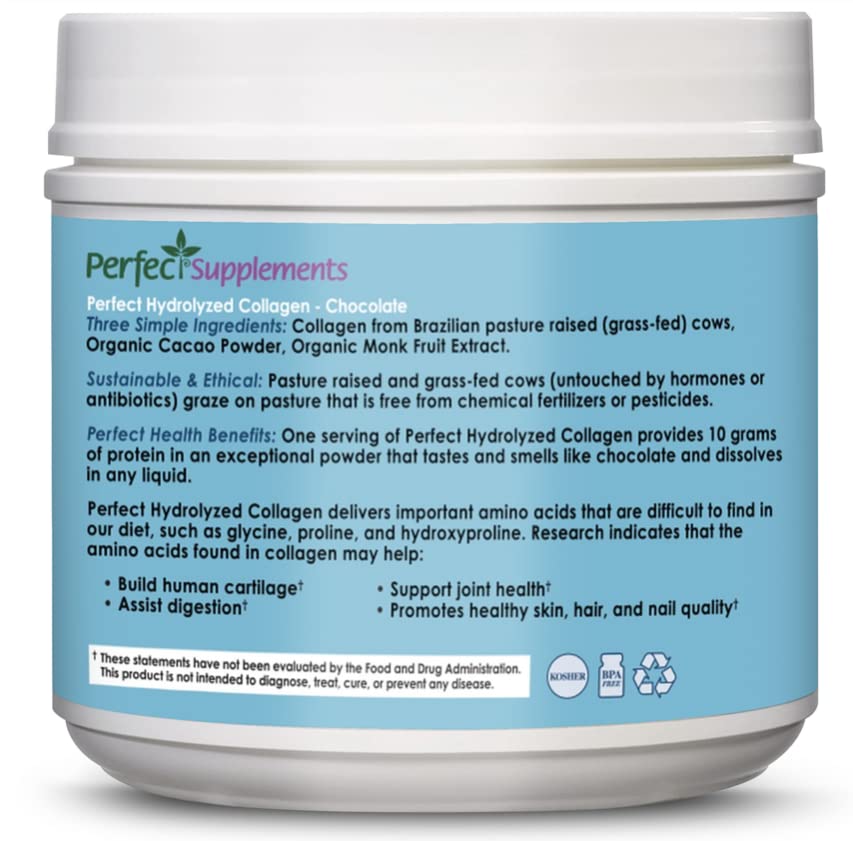 Perfect Supplements Hydrolyzed Collagen Peptides Chocolate Powder 14 oz