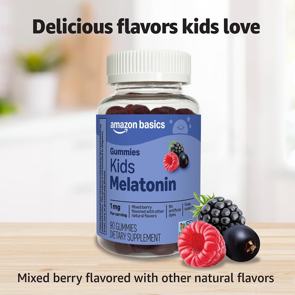 Amazon Basics Kids Melatonin Gummies 1 mg, 90 Count