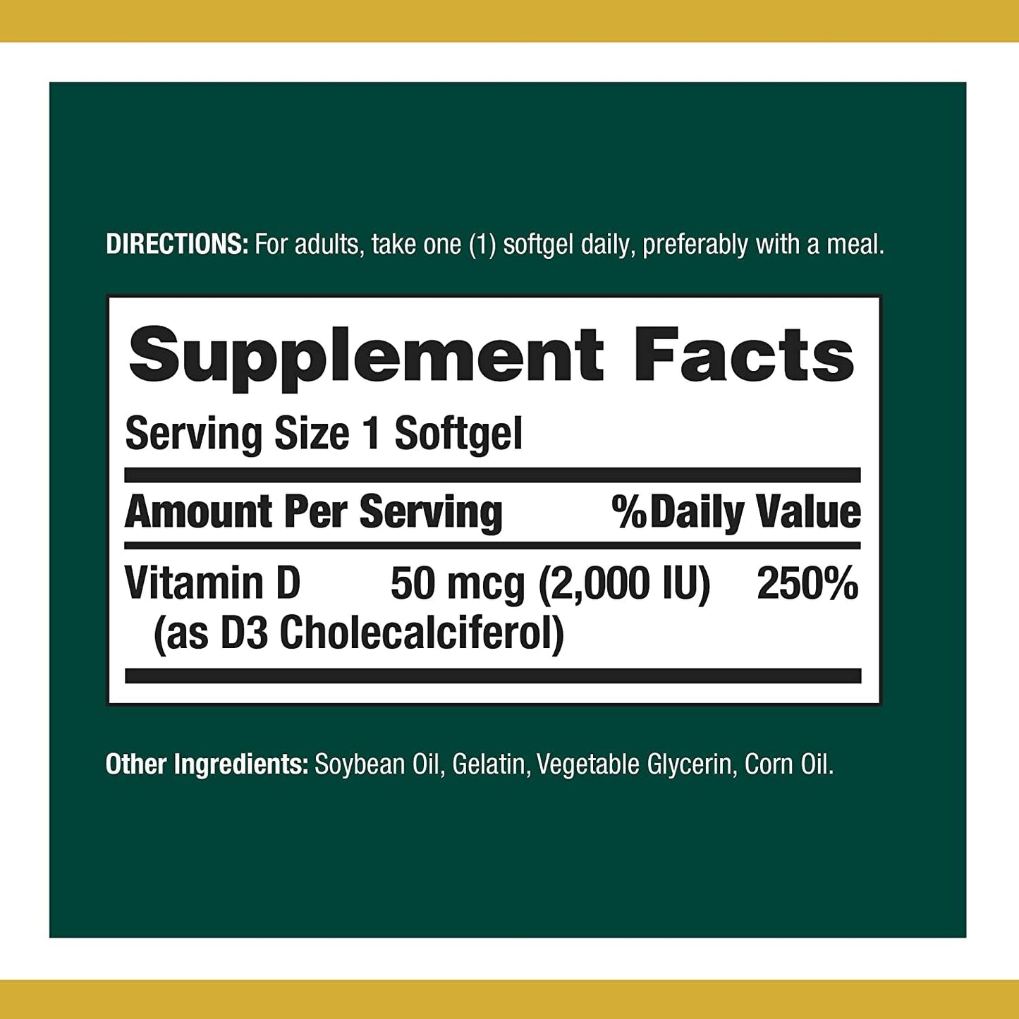 Nature's Bounty Vitamin D 2000 IU Softgels, 240 Count