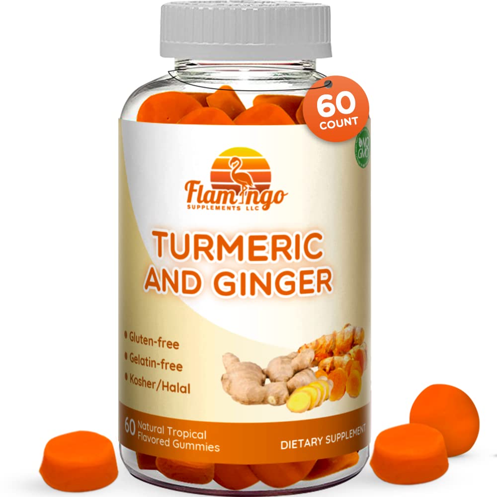 Flamingo Supplements Turmeric Curcumin & Ginger Chewable Gummies 60 Count