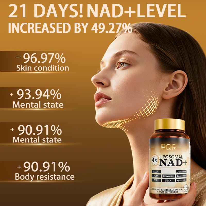 PQR NAD Supplement 1200mg Liposomal NAD+ Nicotinamide Riboside with Resveratrol, NAD Plus Boosting - Support Cellular Health, Stamina & Healthy Aging for Women & Men Capsule 120