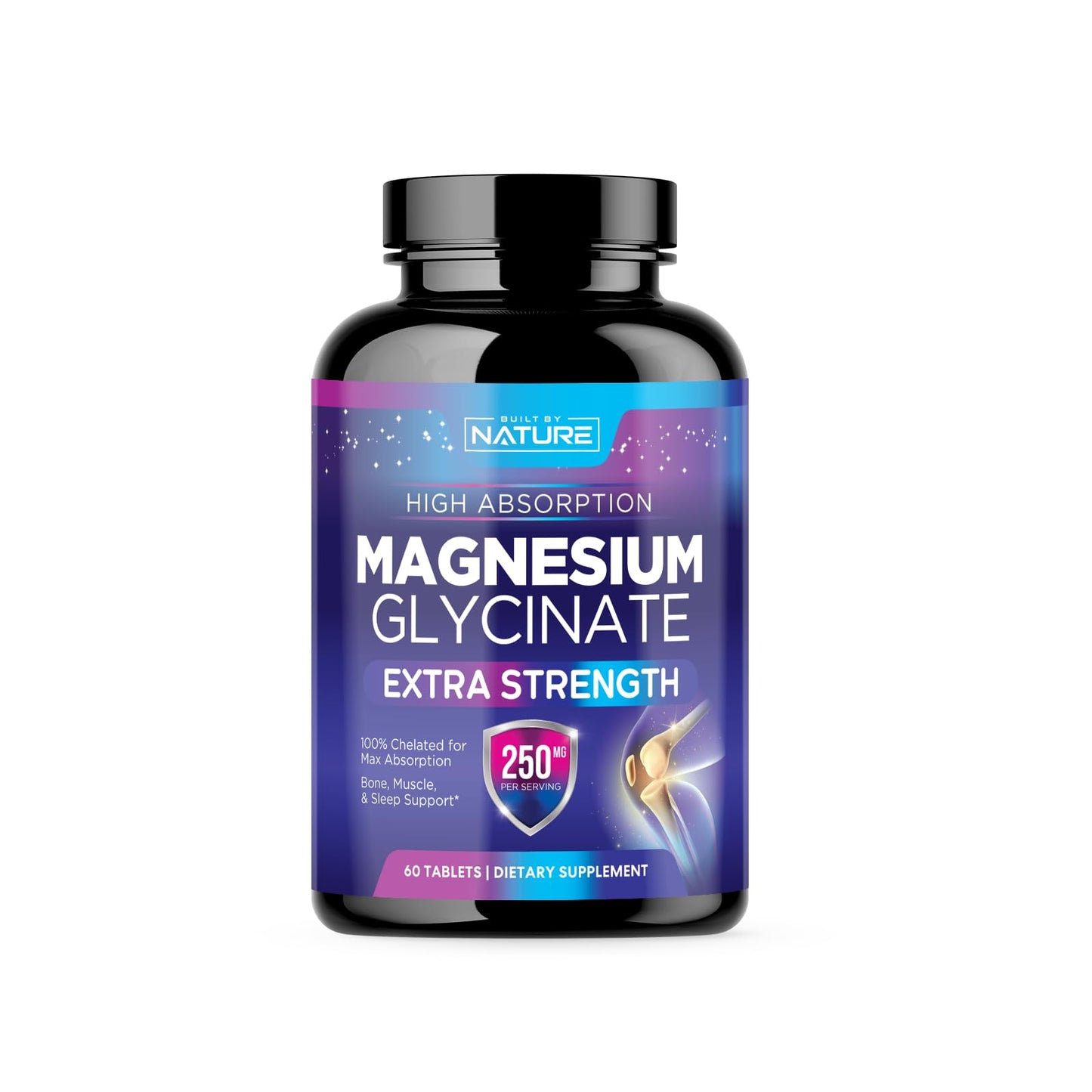 Built by Nature Magnesium Glycinate 250mg Tablet, 60 Count