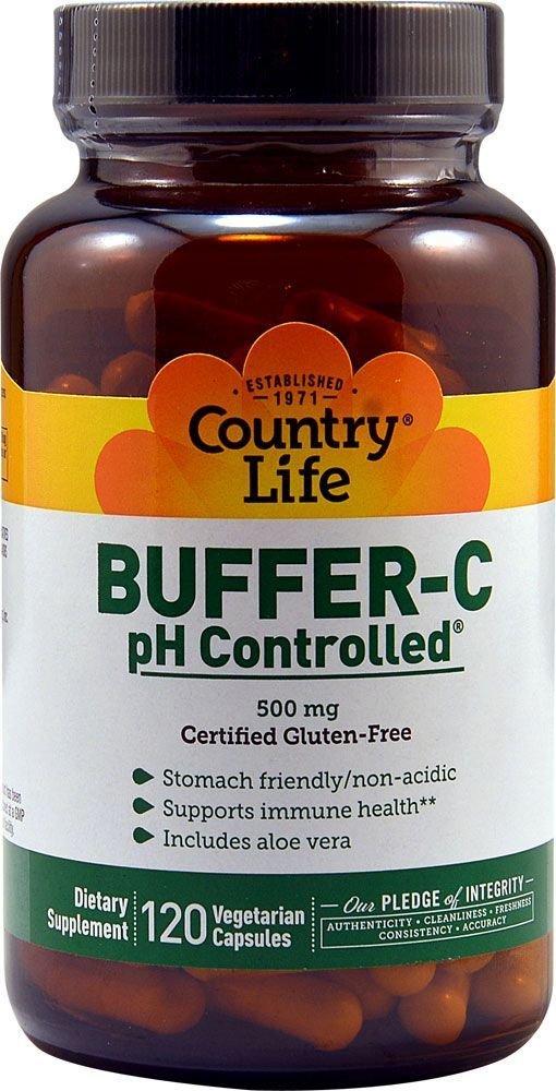 Country Life Buffer C Vitamin C with Bioflavonoids, Buffered, 500 mg, 120 Capsules