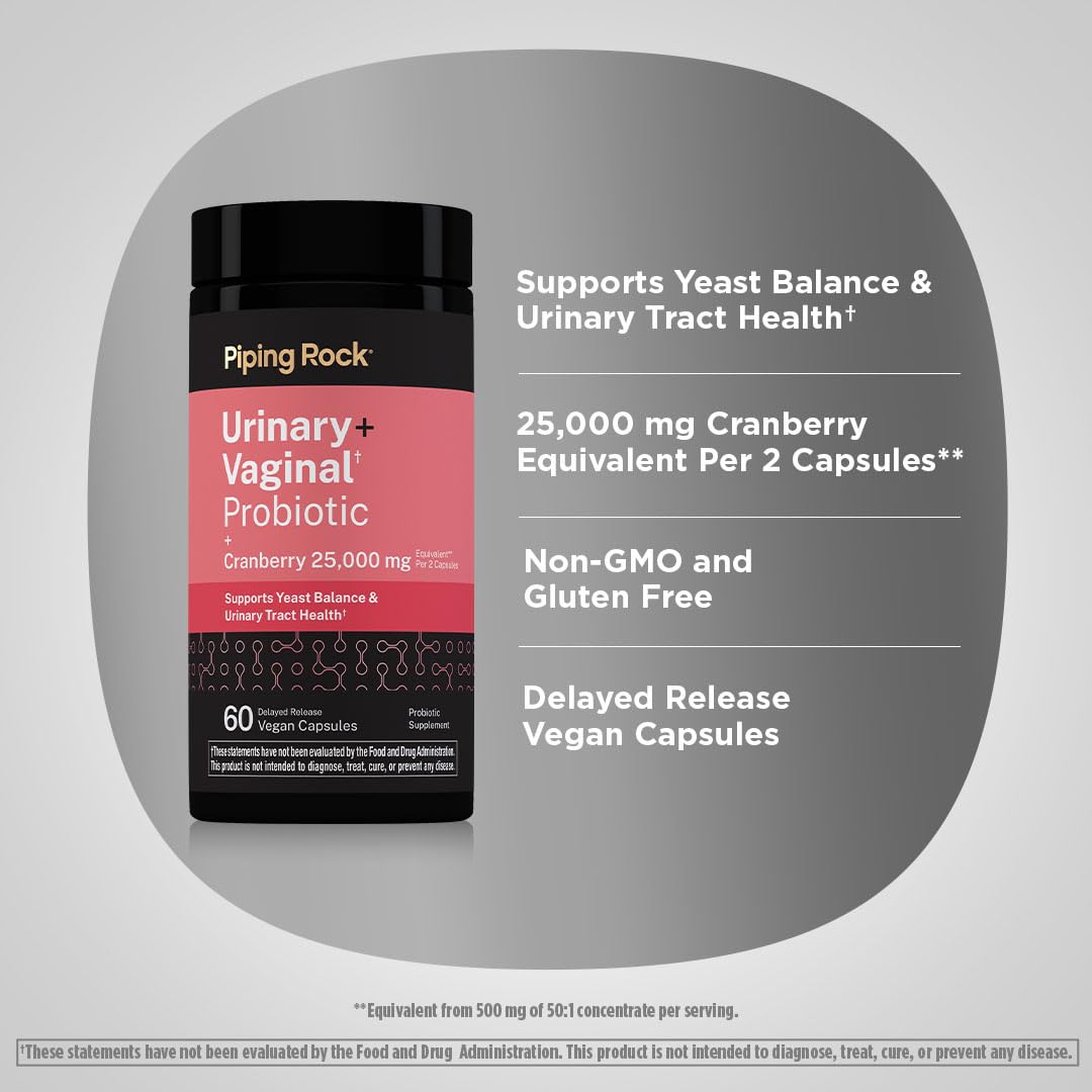 Piping Rock Urinary and Vaginal Probiotic for Women Capsule, 60 Count