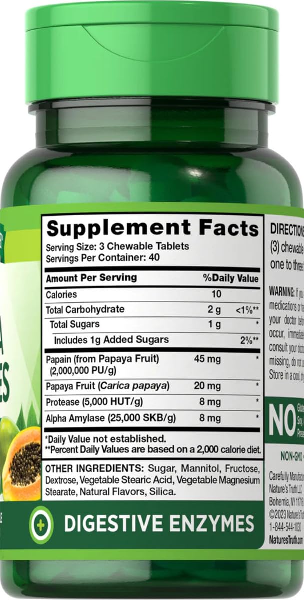Nature's Truth Papaya Enzyme Chewable Tablets 720 Count