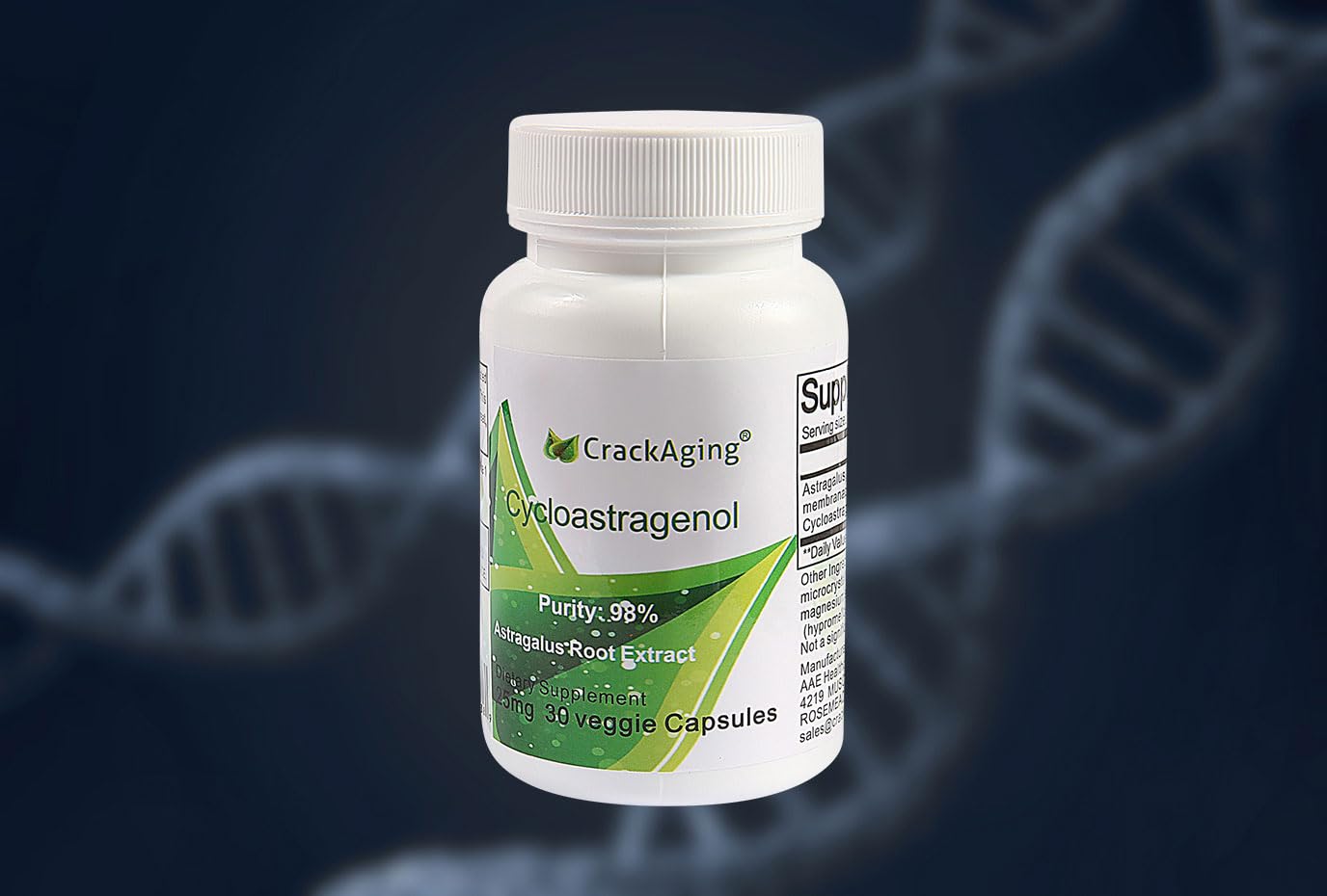 Crackaging Super-Absorption Cycloastragenol 98% 25mg Capsule 30 Count