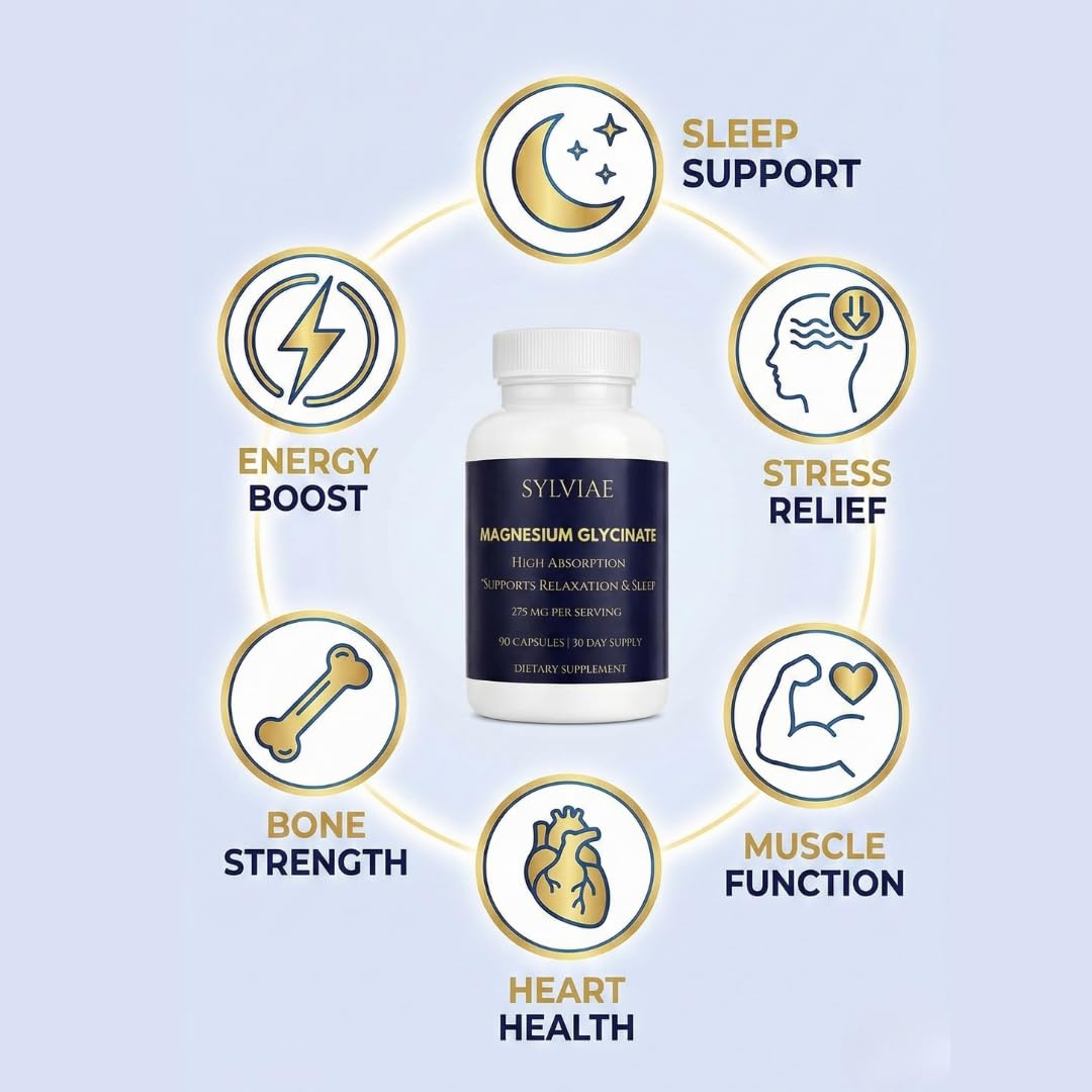 Sylviae Magnesium Glycinate 275mg Elemental Magnesium Capsules, 90 Count